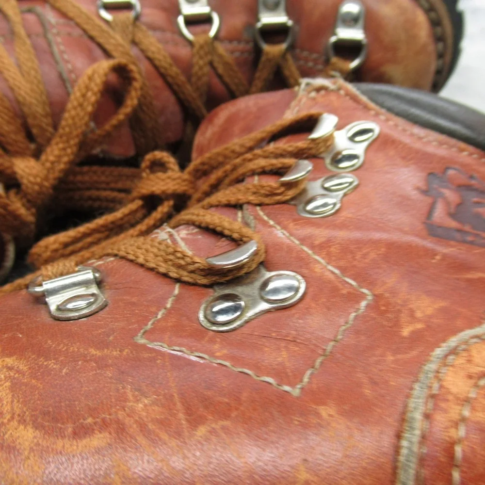 Rocky Boots Mens 8 Womens 11 Brown Leather‎ Heavy Mountaineer Hike VTG 80s USA